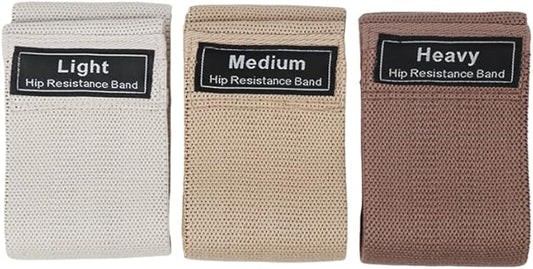 Hip Resistance Bands Set, 3 Resistance Levels - Light, Medium, Heavy, with Carry Pouch