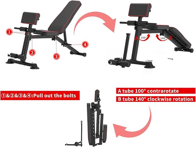 Adjustable Weight Bench multi-function Workout Bench for Home Gym,Foldable Incline Decline Benches for Full Body Workout 660LBS