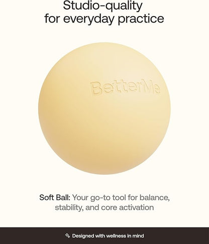 BetterMe Soft Pilates Ball – 8 Inch Mini Exercise Ball for Pilates, Yoga & Core Training – Small Stability Ball for Women – Portable Workout Tool