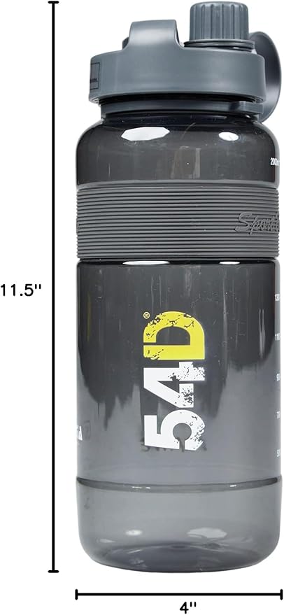 54D SPORTS WATER BOTTLE, Half Gallon Water Bottle with Time Marker, Motivational Water Bottle with Straw, for Fitness and Outdoor Activities