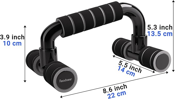 READAEER Push Up Bars Gym Exercise Equipment Fitness 1 Pair Pushup Handles with Cushioned Foam Grip and Non-Slip Sturdy Structure Push Up Bars for Men & Women