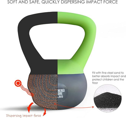 ENERGI CORE Kettlebell - Sand Filled Weight for Home Gym Workouts & Strength Training - Portable Exercise Kettle Bell for Women & Men