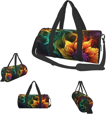 Sports Gym Bag for Women Men Travel Duffel Bag Tote Weekender Bag Carry on Overnight Bag for Travel Swimming Fitness Workout Sports Colored flower Duffle Bag