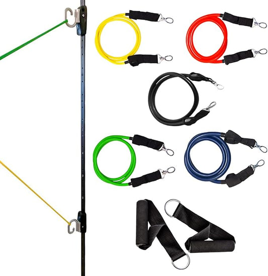 Kinetic Bands Space Saver Gym Resistance Bands Exercise Equipment for at Home Fitness Workout | Resistance Band Wall Anchor with 2 Rails, 2 Rail Cars
