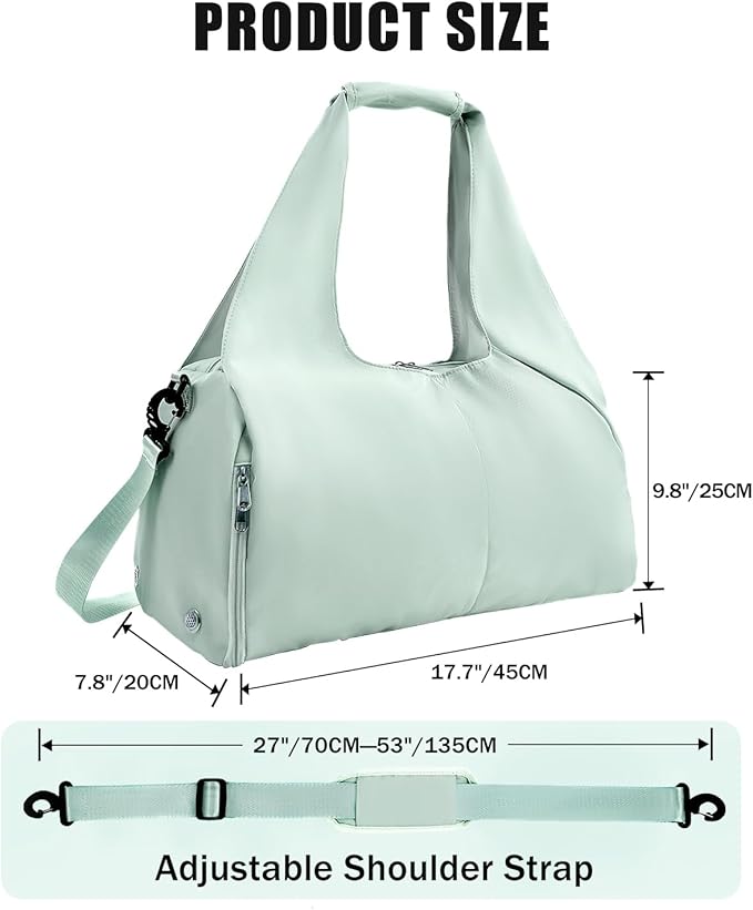 Gym Bag for Women with Shoe Compartment Yoga Mat Bag with Wet Pocket and Water Bottle Holder Weekender Bag with Strap
