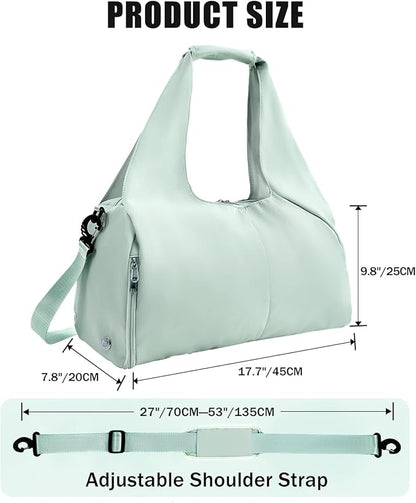 Gym Bag for Women with Shoe Compartment Yoga Mat Bag with Wet Pocket and Water Bottle Holder Weekender Bag with Strap