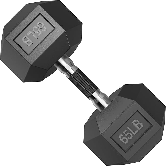 PAPABABE Hex Dumbbell Set with Rubber Grip 2.5-125lb, Odorless Rubber Coated Weight Fixed Dumbbells Set of 2, Weights for Women at Home, Hand Weights for Home Gym & Strength Training,Pesas Para Ejercicios
