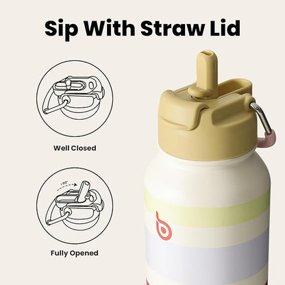 BOTTLE BOTTLE 32oz Insulated Water Bottle Stainless Steel Sport Water Bottle with Straw Dual-use Lid Design for Gym with Pill Box