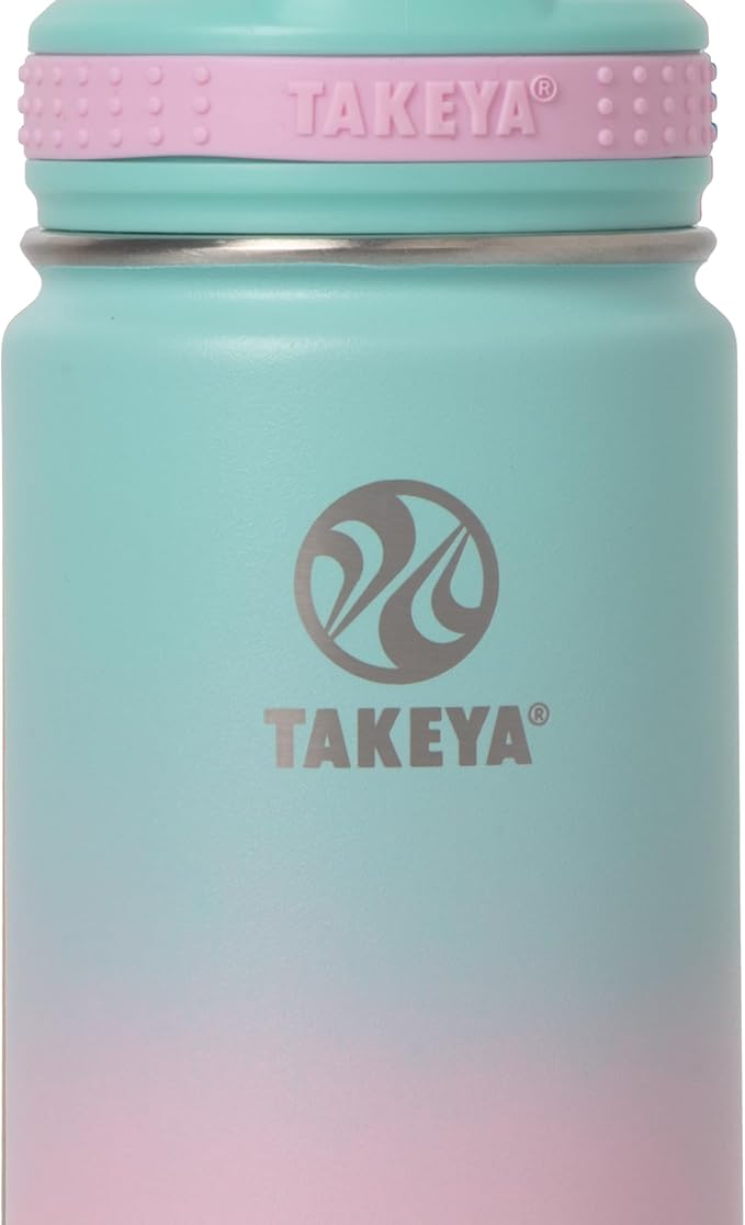 Takeya 18 oz Actives Stainless Steel Water Bottle with Straw Lid – Leakproof, Double-Wall Insulated, Keeps Drinks Cold 24 hrs/Hot 12 hrs, BPA-Free, Powder-Coated, Gym & Travel, Ombre Dream