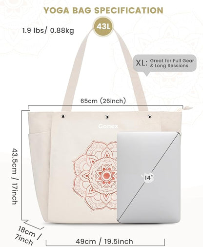 Gonex Yoga Mat Bag, Yoga Gym Bag Tote Bag with Multi Pockets For Women Men, Canvas Yoga Mat Carrier Take in Out Mat Easily For Pilates Travel Workout Office