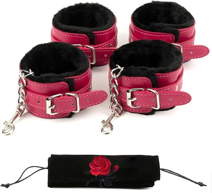 Ankle Straps Wrist Cuffs Leather Padded Fitness Sports Training and Home Gym Workouts - Adjustable Straps for Comfortable Fit and Support