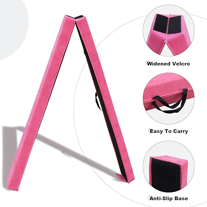 8FT/9.5FT Folding Balance Beam, Portable Gymnastics Beam Equipment with Non Slip Rubber Base & Suede Cover for Training/Practice/Professional Home Exercise