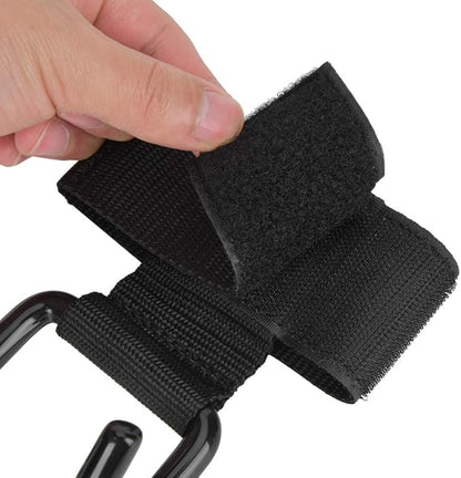 2Pcs Weight Lifting Hooks with Wrist Support, Fitness Training Grips Straps for Barbell Dumbbell Exercises, Multi - Layer Ribbon Design Steel Gym Equipment for Men and