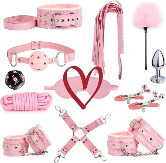 Complete 12-Piece Home Fitness Training Set, Providing Protection and Enhancing Training Effectiveness, Couple's Gift (Pink) - Q-Us