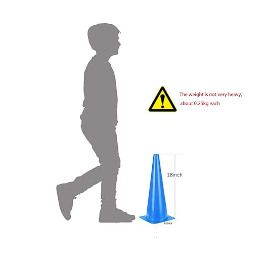 [5 Pack] 18 inch Traffic Cones, Safety Road Parking Cones,Agility Field Marker Cones for Soccer Basketball Football Drills Training, Outdoor Sport Activity & Festive Events– (5 Color Options)