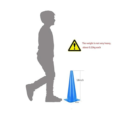 [5 Pack] 18 inch Traffic Cones, Safety Road Parking Cones,Agility Field Marker Cones for Soccer Basketball Football Drills Training, Outdoor Sport Activity & Festive Events– (5 Color Options)