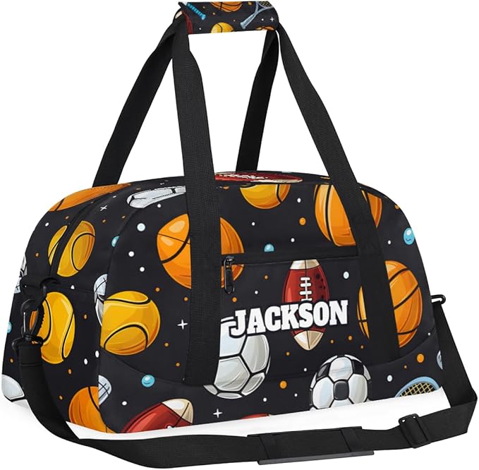 Personalized Ball Gym Duffel Bags for Kids Boys with Custom Name Sport Training Travel Bags for Overnight Weekender