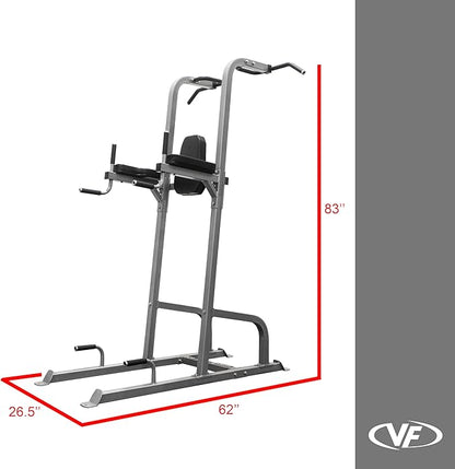 Valor Fitness Power Tower Dip Station - Functional Workout - Pull Ups Chin Ups Knee Raises Leg Raises Dips Machine Push Ups - Home Gym Strength Training Equipment