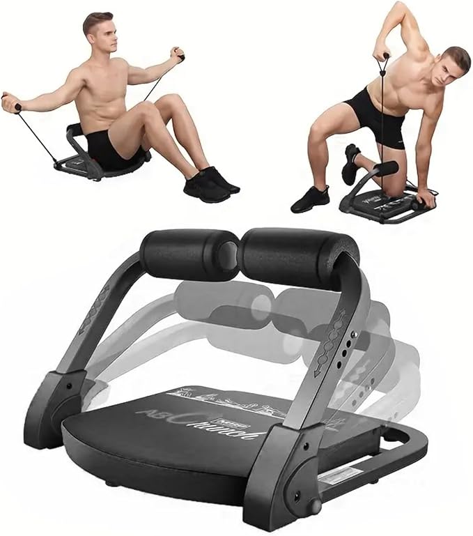 Ab Machine Ab Workout Equipment Sit Up Machine & Exercise Equipment Ab Crunch Machine for Stomach Workout Ab Core Trainer Abdominal Machine for Home Gym with Resistance Bands