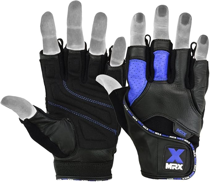 MRX Weight Lifting Pro Level Gloves with 18 Inches Long Wrist Strap Gym Workout Exercise & Fitness in