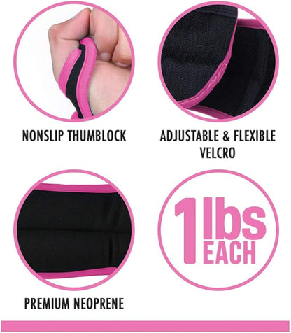 Comfecto Wrist Weights with Thumb Loops Lock, 1lb*2 2lbs*2 for Running, Strength Training, Walking, Exercises, Gym, Cardio, Men, Women