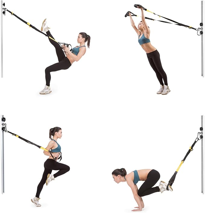 Resistance Band Wall Anchor,Gym Resistance Bands,djustable Workout Wall Anchor System,for Resistance Band Exercises,with 2 Rail and 2 Rail Car,Easy Installation(double set,No Resistance Bands)