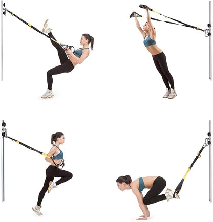 Resistance Band Wall Anchor,Gym Resistance Bands,djustable Workout Wall Anchor System,for Resistance Band Exercises,with 2 Rail and 2 Rail Car,Easy Installation(double set,No Resistance Bands)