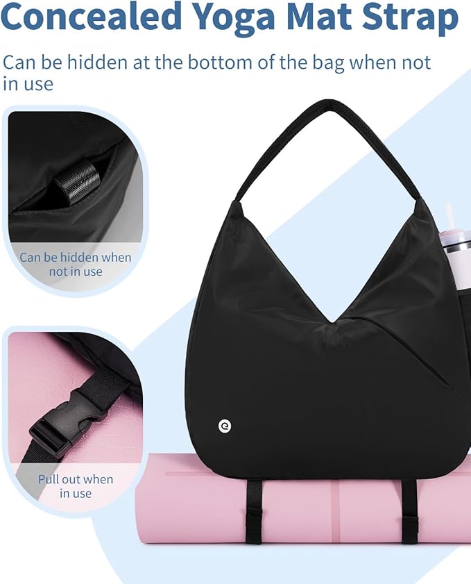 Ceneda Large Gym Bag for Women with Hidden Yoga Mat Holder & Shoe Compartment & Wet Pocket, Sports Duffle Bag for Travel