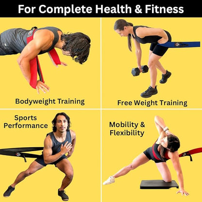 Long Fabric Resistance Band with Door Anchor - Full Body Resistance Band for Working Out and Physical Therapy - Heavy Strength Exercise Band