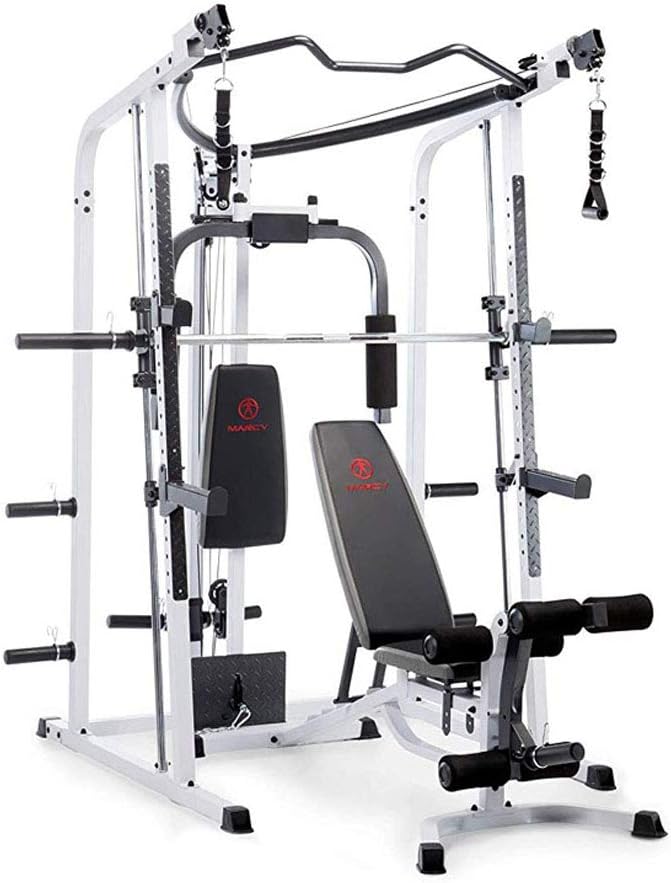 Marcy Smith Cage Workout Machine Full Body StrengthTraining Home Gym Equipment System with Leg Developer, Press Bar, PEC Deck, and Squat Rack