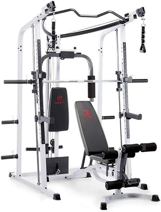 Marcy Smith Cage Workout Machine Full Body StrengthTraining Home Gym Equipment System with Leg Developer, Press Bar, PEC Deck, and Squat Rack