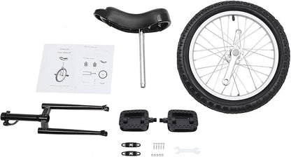 16/24 Inch Wheel Unicycle with Steel Rim, Unicycle Electric Wheel Skidproof Mountain Tire Cycling Sports Exercise with Adjustable Seat, Adults Kids Outdoor Sports Fitness Exercise Tool