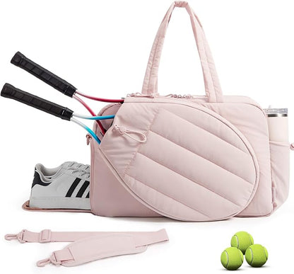 BAGSMART Tennis Gym Bag for Women, Tennis Backpack Holds 2 Rackets with Shoe Compartment, 15.6" Laptop Gym Backpacks for Court, Off-work, Everyday & Overnight Weekend