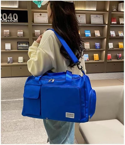 New Sports Tote Gym Travel Luggage Shopping Delivery Weekend Camping Overnight Bag (Jewelry blue)