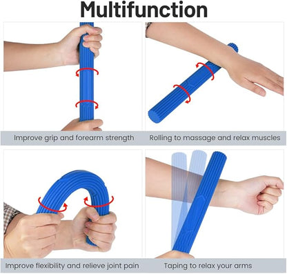 Inspack Flex Tennis Elbow Therapy Bar, Flexbar Treatment, Grip Strength Trainer, Therabars Flex Bars Physical Tendonitis, Wrist, Pain Relief, Forearm Strengthener Hand Exercise, Resistance Twist 25lb 15lb 10lb