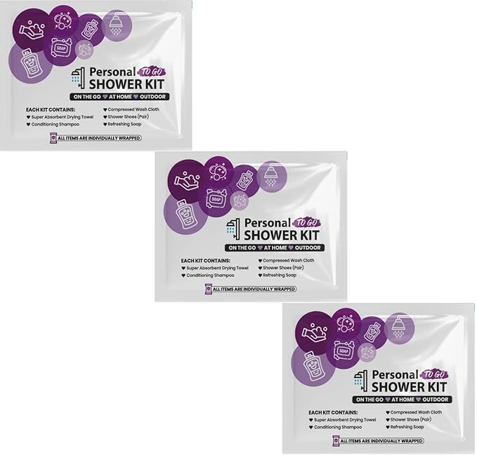 Compact Personal Shower Kit To-Go– Your Hygiene Companion for Travel, Gym, Camping | Shower on the Go | Shampoo, Soap, Towel. All in One (3)