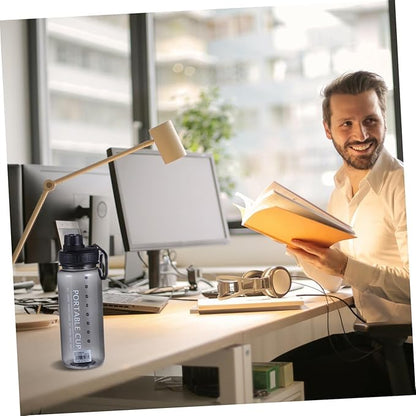 Portable Fitness Drinking Bottle Large Capacity Space Cup Leakproof Water Kettle for Gym Sports Enthusiasts with Measurement Markings and Easy-clean Wide Opening