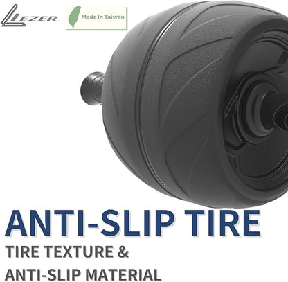 LEZER Ab Roller Wheel, Abdominal Workout, Extra Wide 5.5", Exercise Wheel, Home Gym Fitness Equipment, Core Strength, Muscle, Thick Knee Pad, Made In Taiwan Black