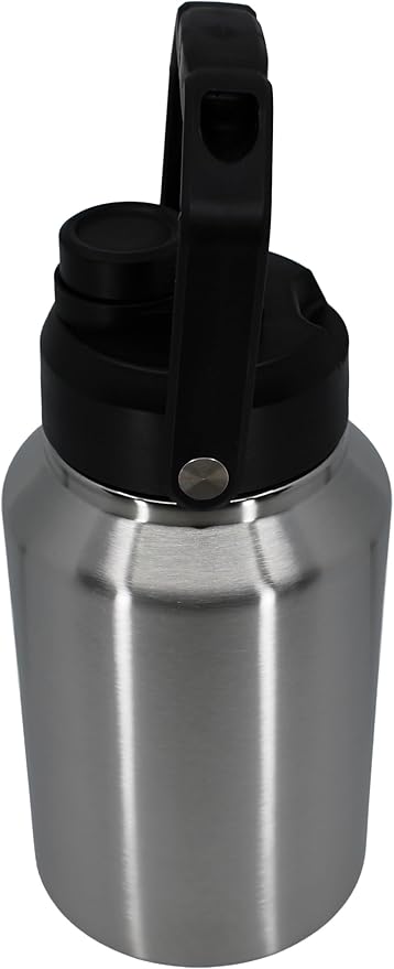 64 Ounce Half Gallon Insulated Water Bottle, Large Capacity Vacuum Flask with Handgrip (Stainless)