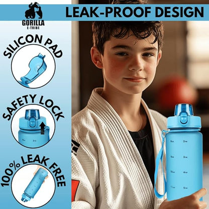 Blue Water Bottle Time Marker (32oz) - Daily Intake Tracking - BPA Free & Leak Proof Protein Shake Bottle - Ideal for Gym, Office, School & Hiking