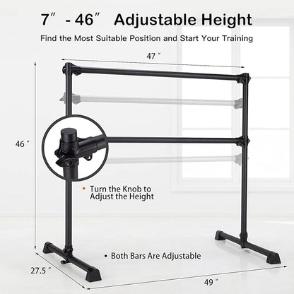 Goplus 4 FT Height Adjustable Ballet Bar, Double Portable Ballet Barre, Freestanding Dance Bar, Fitness Exercise Equipment for Home Gym School, Barre Bar for Kids & Adults