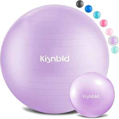 Exercise Ball, Extra Thick Yoga Ball for Workout Pregnancy Stability, 4 Sizes Anti-Burst Balance Ball with Foot Pump - Heavy Duty Fitness Ball Chair for Office, Home & Gym