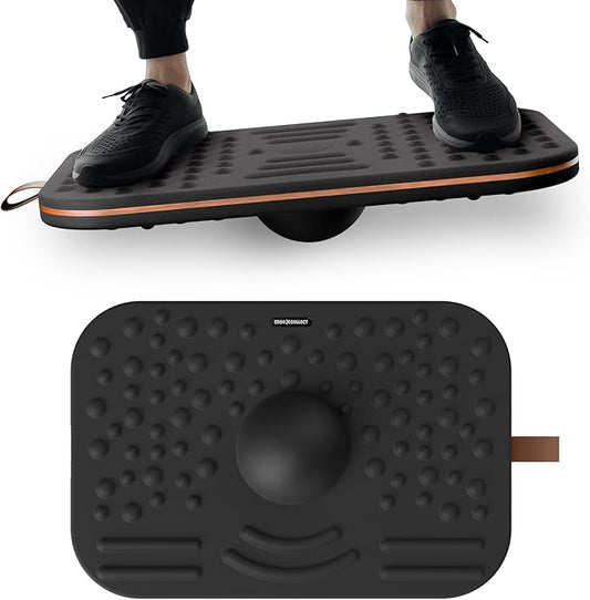 Balance Board For Standing desk, 2-in-1 Dual-Sided Balance Stability Trainer & Anti-Fatigue Standing Mat,Calf Stretcher,Exercise Balance,For Home,Gym,Office