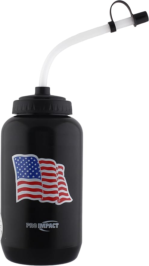 Pro Impact Squeezable Water Bottle Bendable Long Straw - LDPE BPA Free Plastic - Hydration for Baseball Hockey Gym MMA Yoga Boxing Cycling Softball Football Lacrosse (35.5 Oz.)
