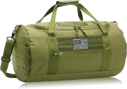DBTAC 40L Tactical Gym Bag for Men | Military Heavy Duty Duffle Bag with Adjustable Strap for Gym Workout Fitness, Basketball Soccer Sport Training & Weekend Travel, Green