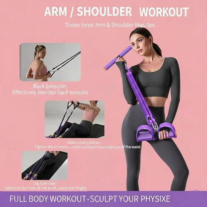 2026 Upgrade Multifunction Foot Pedal Resistance Band with Handle, Adjustable 4-Tube Ankle Puller for Full Body Exercise, Core & Leg Training – Men & Women