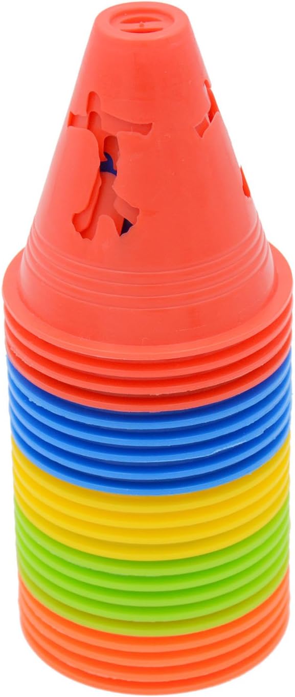 Famgee 3 Inch Plastic Windproof Slalom Cones Inline Roller Skating Cones Pile Cup Roadblocks Traffic Road Cones Set with Holes for Skate Practice Sport Training