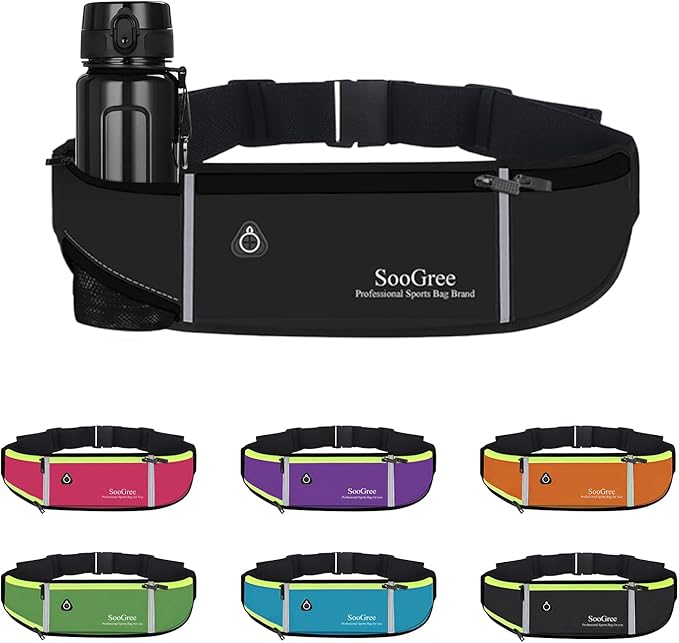 Fanny Packs, Running Belt Pack, Waist Pack Bag for Men and Women, Lightweight Runners Water Bottle Belt Bag, Phone Holder Money Belt for Traveling Hiking Cycling Walking