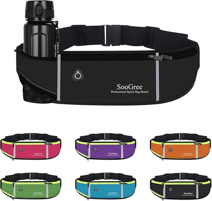 Fanny Packs, Running Belt Pack, Waist Pack Bag for Men and Women, Lightweight Runners Water Bottle Belt Bag, Phone Holder Money Belt for Traveling Hiking Cycling Walking
