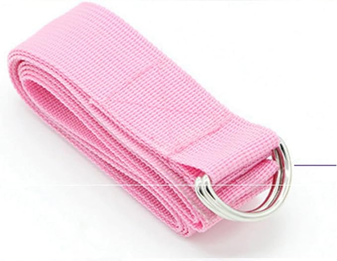 Stretching Yoga Strap / Stretch Band for Yoga Pilates Exercise 6 Ft - Durable Yoga Belt with Safe Adjustable D Ring Buckle for Daily Stretching, Physical Therapy, Fitness, Restorative Practice - Pink Color